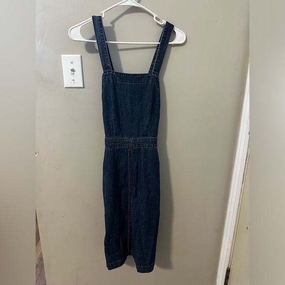 Universal Thread Denim Cotton Overall Cottagecore Chore Midi Dress 2 Small - Picture 1 of 9